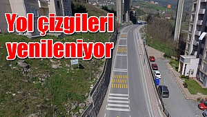 Yol çizgileri yenileniyor