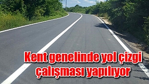 Kent genelinde yol çizgi çalışması yapılıyor