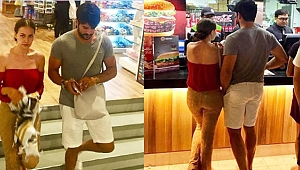 Fahriye ile Burak hamburger kuyruğunda