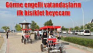 Görme engelli vatandaşların ilk bisiklet heyecanı