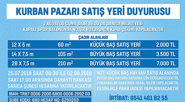 Kurban alanı satışları başladı