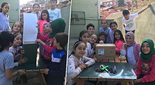 Minik yürekleriyle kuşlara yuva yaptılar