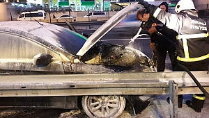 Yol ortasında korkutan yangın