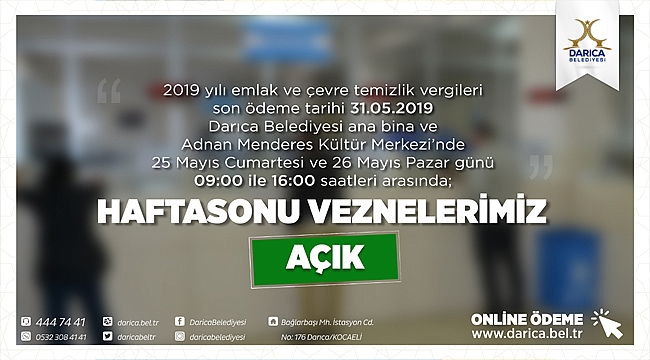 Darıca'da vezneler hafta sonu açık