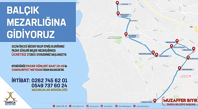 Darıca'dan Balçık Mezarlığı'na ücretsiz sevis