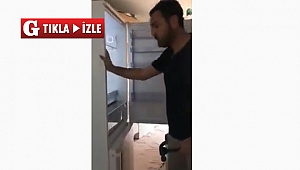 Servise kızdı, hıncını buzdolabından çıkarttı