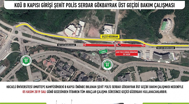 Umuttepe yoluna geçici güzergâh