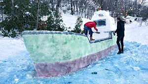 Kartepe'deki kardan gemi ilgi çekti