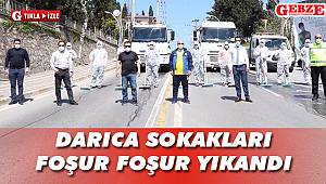 Darıca sokakları foşur foşur yıkandı
