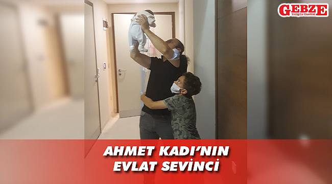 Oğlunu kucağına aldı