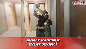 Oğlunu kucağına aldı