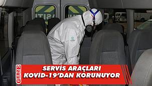 Servis araçları dezenfekte ediliyor