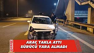 Çayırova'da bir araç takla attı