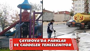 Çayırova'nın park ve caddeleri dezenfekte edildi