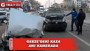 Gebze’de 2 kişinin yaralandığı trafik kazası güvenlik kamerasında