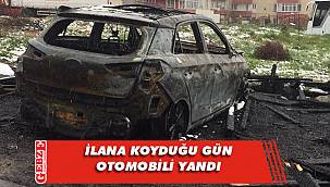 Darıca’da alev alev yanan aracını çaresizce seyretti