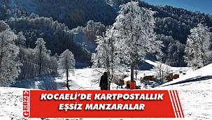 Kocaeli'de kar, kartpostallık görüntüler oluşturdu