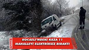 Kocaeli'nde hafif ticari araç, elektrik direğine çarptı
