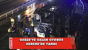 Kocaeli'nde halk otobüsü alevlere teslim oldu