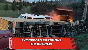 Gebze'de tır devrildi, sürücü yaralandı