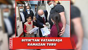 Bıyık, iftar öncesi vatandaşları ziyaret ediyor