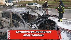Çayırova'da seyir halindeki otomobilde yangın