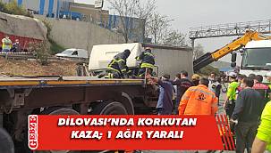 Dilovası'nda tıra çarpan sürücü ağır yaralandı