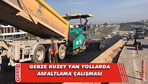 Gebze TEM Kuzey yan yollarda asfalt serimi yapılıyor