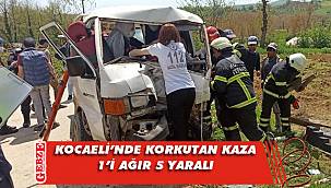 Kocaeli'nde işçileri taşıyan minibüs kaza yaptı