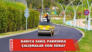 Darıca sahil parkının yolları asfaltlanıyor