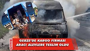 Gebze'de kargo firmasına ait araç yandı