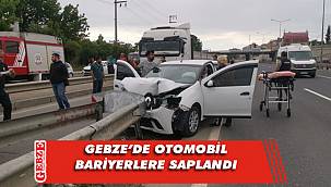 Tatlıkuyu'da kontrolden çıkan araç bariyere girdi