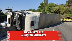 Devrilen tır ulaşımı aksattı