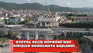 Otoyol Geçiş Köprüsü'nde kirişler konulmaya başlandı