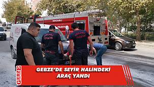 Gebze'de hareket halindeki araç yandı