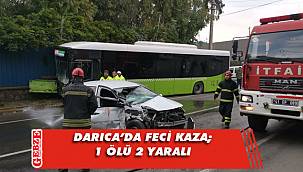 Darıca'da belediye otobüsüyle otomobil çarpıştı