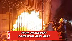 Gebze’de park halindeki panelvan yandı