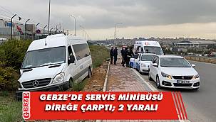 Gebze'de servis minibüsü direğe çarptı