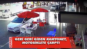 Geri geri giden kamyonet, motosiklete çarptı