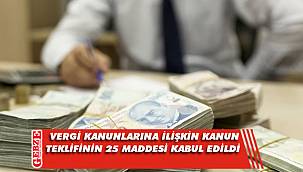 Vergi kanunlarına ilişkin kanun teklifinin 25 maddesi kabul edildi