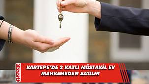 Kartepe'de 2 katlı müstakil ev mahkemeden satılık