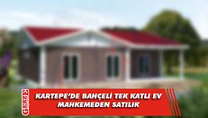 Kartepe'de bahçeli tek katlı ev mahkemeden satılık