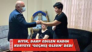 Bıyık, darp edilen kadın kuryeyi ziyaret etti