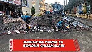 Darıca'da parke ve bordür çalışmaları yapılıyor