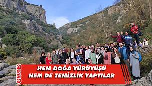 Doğada yürüyüp, 35 kilo atık topladılar