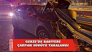 Gebze'de bariyere çarpan otomobilin sürücüsü yaralandı