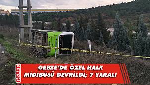 Gebze'de özel halk midibüsü devrildi