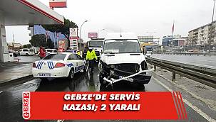 Gebze’de servis aracı kamyona çarptı; 2 yaralı