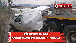 Hafif ticari araç, tıra çarptı