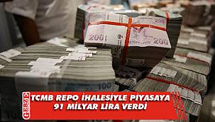 TCMB repo ihalesiyle piyasaya 91 milyar lira verdi